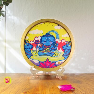 Lord Shiva Gold Rim Wood Wall Plate